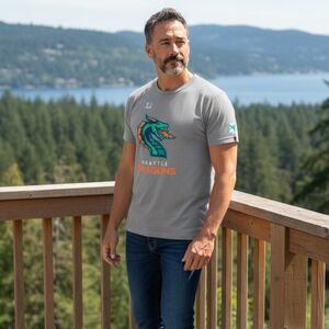 NWT-  Unisex Seattle Dragons XFL Football Gray Short Sleeve - Size XLarge